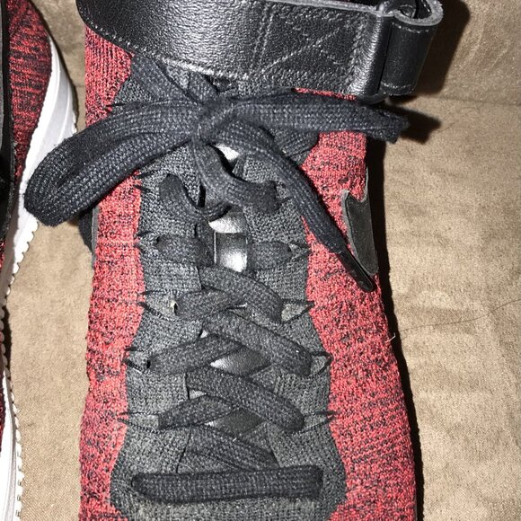 Nike Flyknit Air Force 1 Mid University Red Running Shoes Sneakers - Picture 2 of 10
